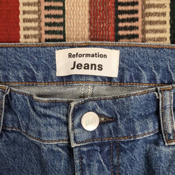 Reformation Liza High Straight Jeans Sz 31 Laguna Blue Organic Cotton Casual - Picture 3 of 9